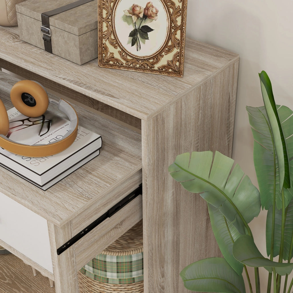 Scrivania Estensibile con Cassetti e Ruote ¨C Minimal ¨C 95x35x87 Roble