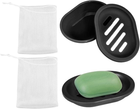 Set di saponi neri - sistema di schiuma portatile con funzione antiscivolo per la vasca da bagno e lavandino