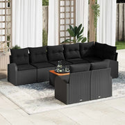 Set Divano da Giardino con archiviazione 9 pcs Nero polyrattan