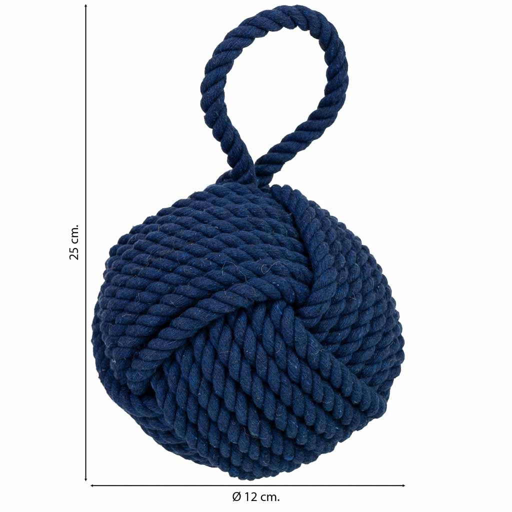 Fermaporta in cotone blu, 12x12x25h cm