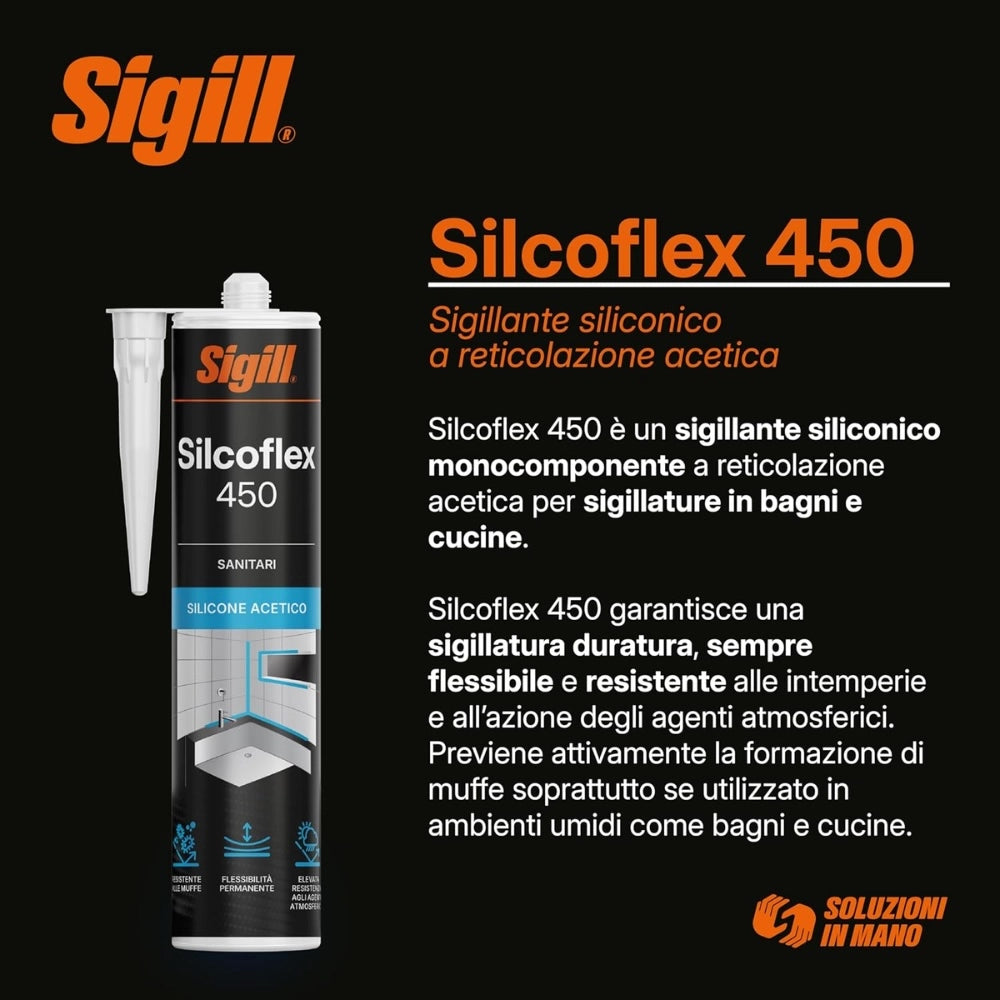 sigill silcoflex 450 sigillante monocomponente resistente alle muffe 280 ml *** colore- trasparente , confezione 1