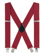 Bretelle per uomini con cinturino largo, una cinturino superelastico e 4 clip X rafforzate - regolabile fino a 120 cm.Rosso