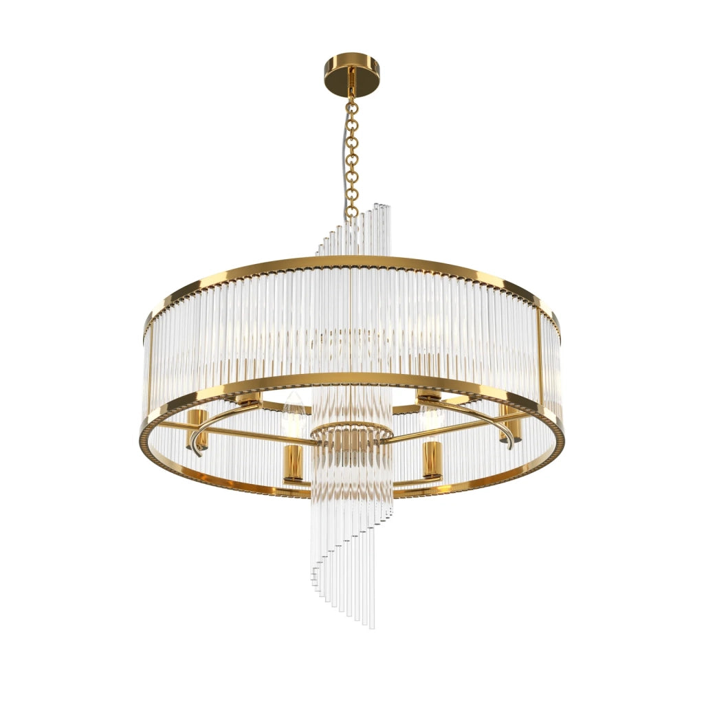 Maytoni Lampadario moderno Frame 6 luci E14 oro metallo vetro