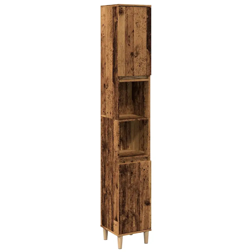 Armadietto Bagno Legno Antico 30x30x190 cm in Legno Multistrato 857102