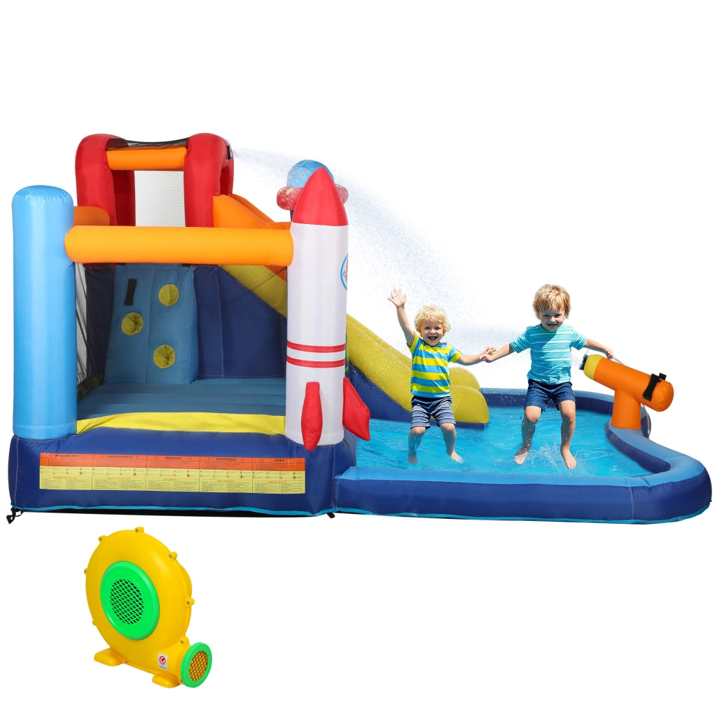 Castello Gonfiabile 5 in 1 con Scivolo Piscina e Cannone ad Acqua ¨C Xylo ¨C con Gonfiatore 550W