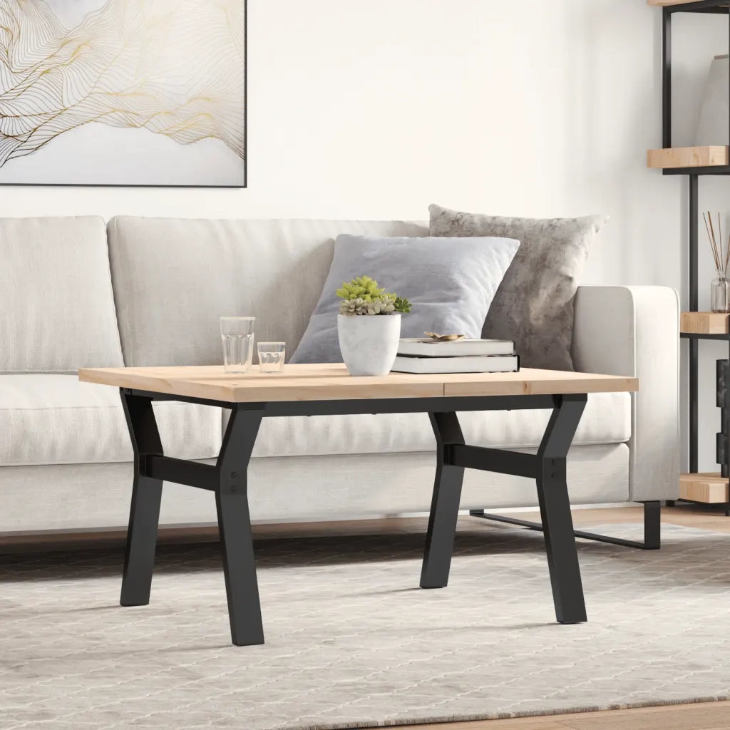 Tavolino Salotto Telaio a Y 80x80x45,5cm Legno Pino e Acciaio 3282773