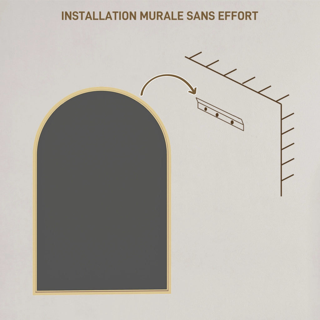 Specchio da parete ad arco ¨C Xylo ¨C Cornice in lega alluminio oro 60x90cm