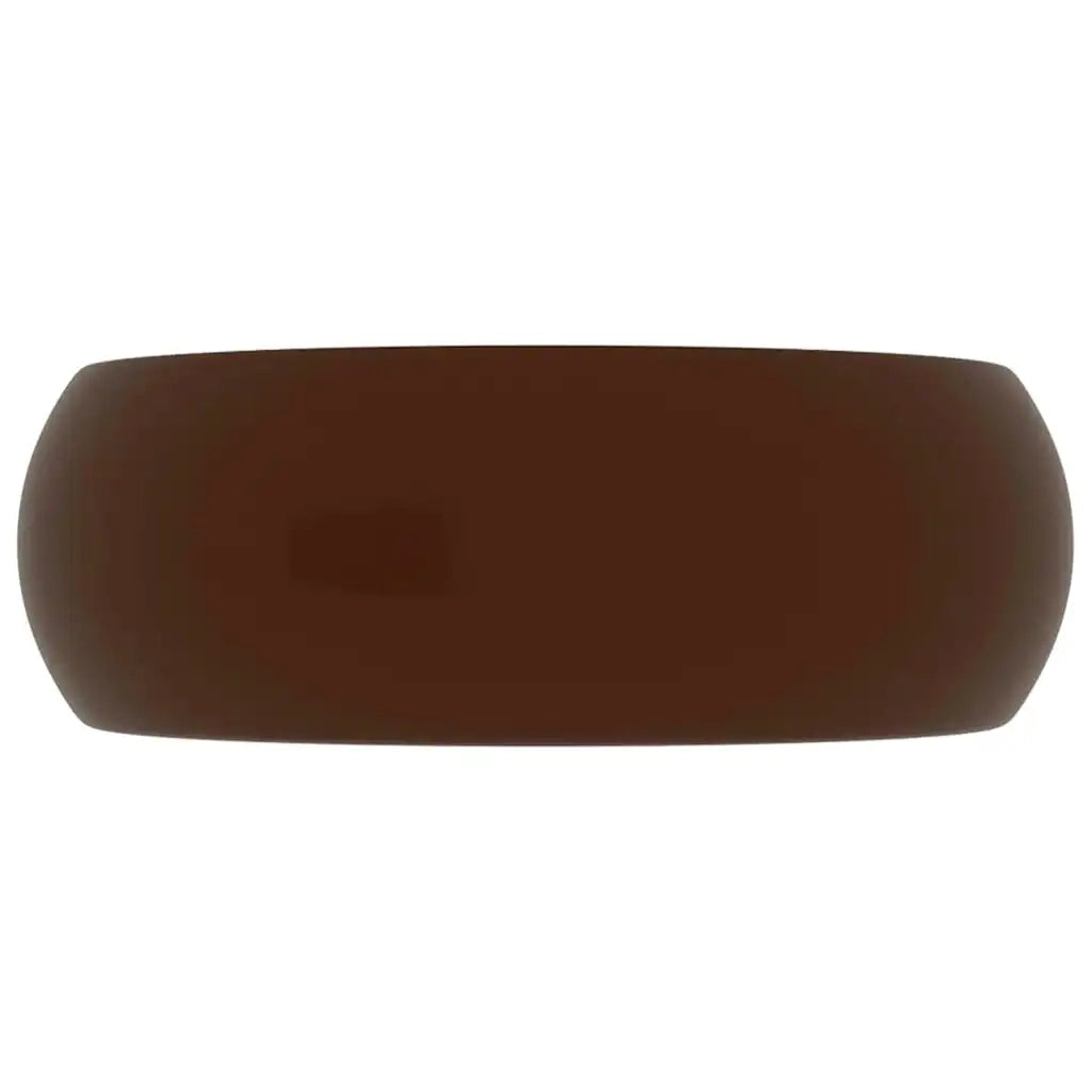 Lavandino Lusso Rotondo Marrone Scuro Opaco 40x15cm in Ceramica 147006