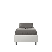 BS COM Letto singolo con rete imbottito 80x190 similpelle bianco