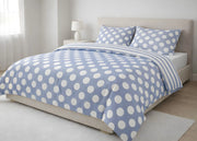 Sacco Copripiumino In 100% Cotone Made Italy Disegno Pois - Singolo - Azzurro