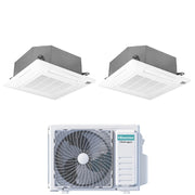 Climatizzatore Condizionatore Hisense Dual Split Inverter a Cassetta 9+9 con 2AMW42U4RGC R-32 Wi-Fi Optional 9000+9000 con Telecomando e Pannello Incluso