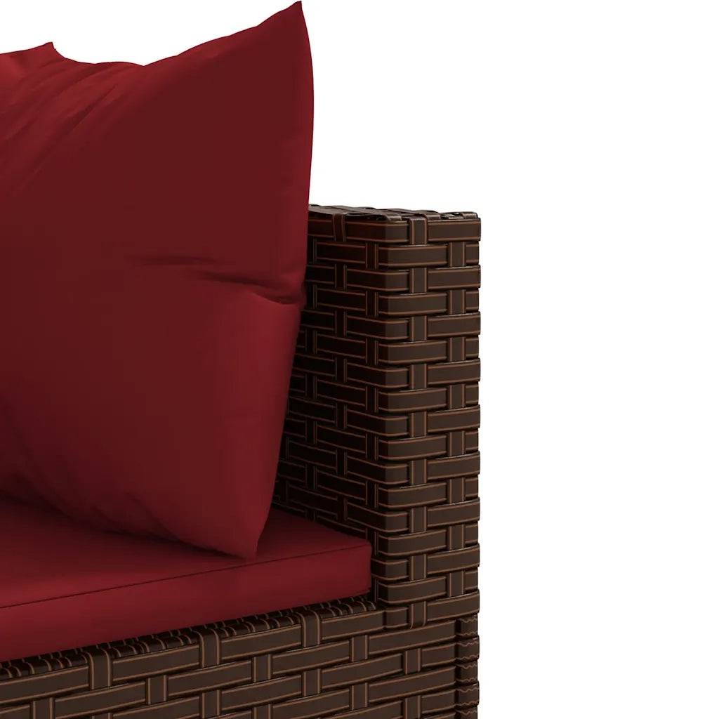 Set Mobili da Giardino 6pz con Cuscini in Polyrattan Marrone