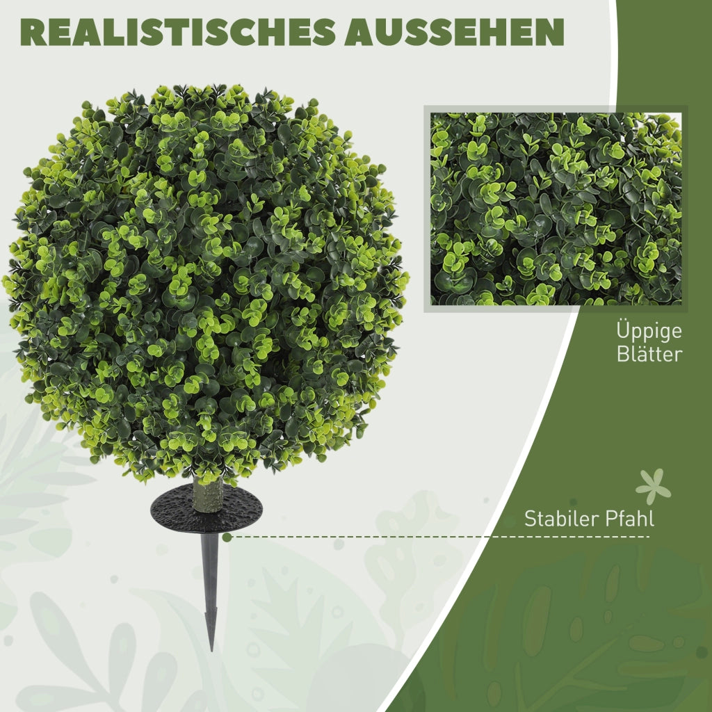 Set 2 Piante Artificiali Bosso Sfera ¨C Xylo ¨C Verde UV-resistente Interno Esterno