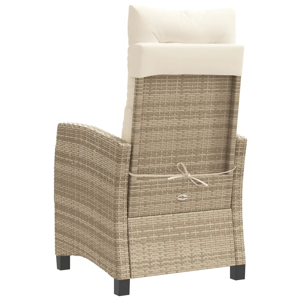 Sedia Reclinabile da Giardino con Cuscini Beige in Polyrattan 365212