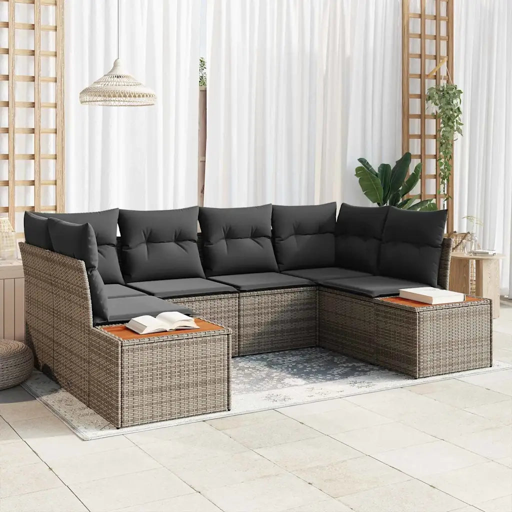 Set Divano da Giardino con cuscino 6 pcs Grigio Polyrattan 3356824