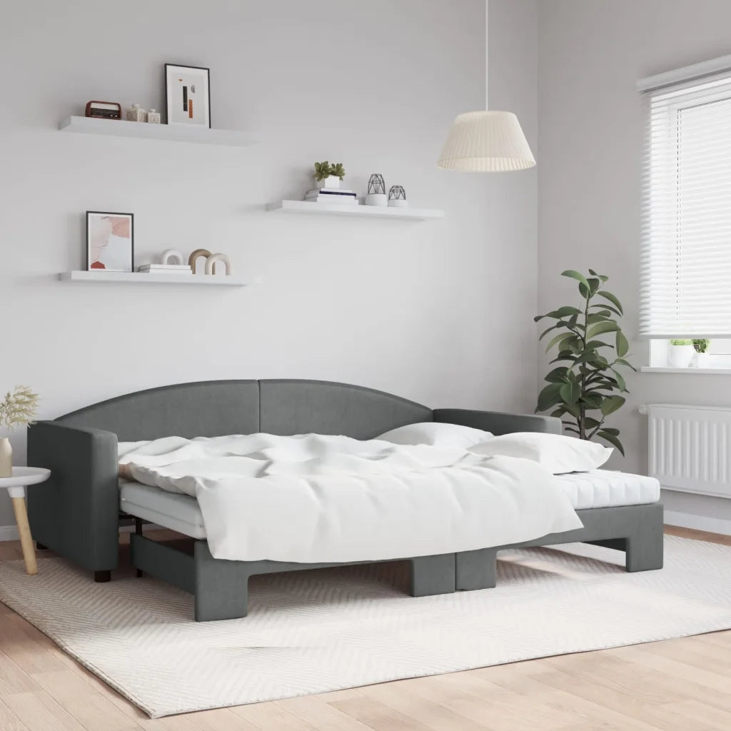 Divano Letto Estraibile Materassi Grigio Scuro 90x200cm Tessuto 3197207