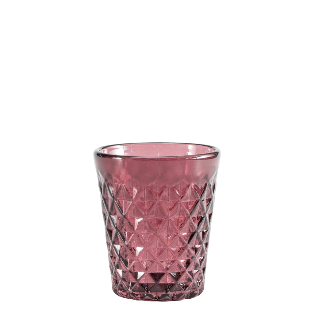 Zafferano Tumbler Balloton Collezione Ametista - Bicchiere in Vetro Soffiato a Bocca Artigianale con Texture a Rilievo, Confezione da 6 Pezzi, 35 cl