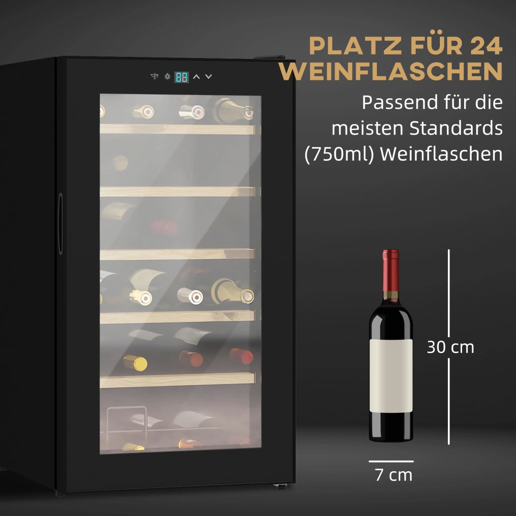 Cantinetta Vino 24 Bottiglie ¨C Xylo ¨C Temperatura Regolabile 5-20¡ãC, LED, Nero, 43x45x75cm