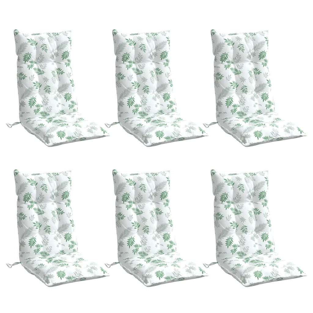 Cuscini Sedia Schienale Alto 6 pz | Cuscini per sedie Motivo Foglie Tessuto Oxford