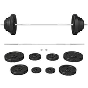 Set Bilanciere con Dischi 70kg ¨C Xylo ¨C 8 Pesi Acciaio Regolabile Antiscivolo 170x40.5cm Nero