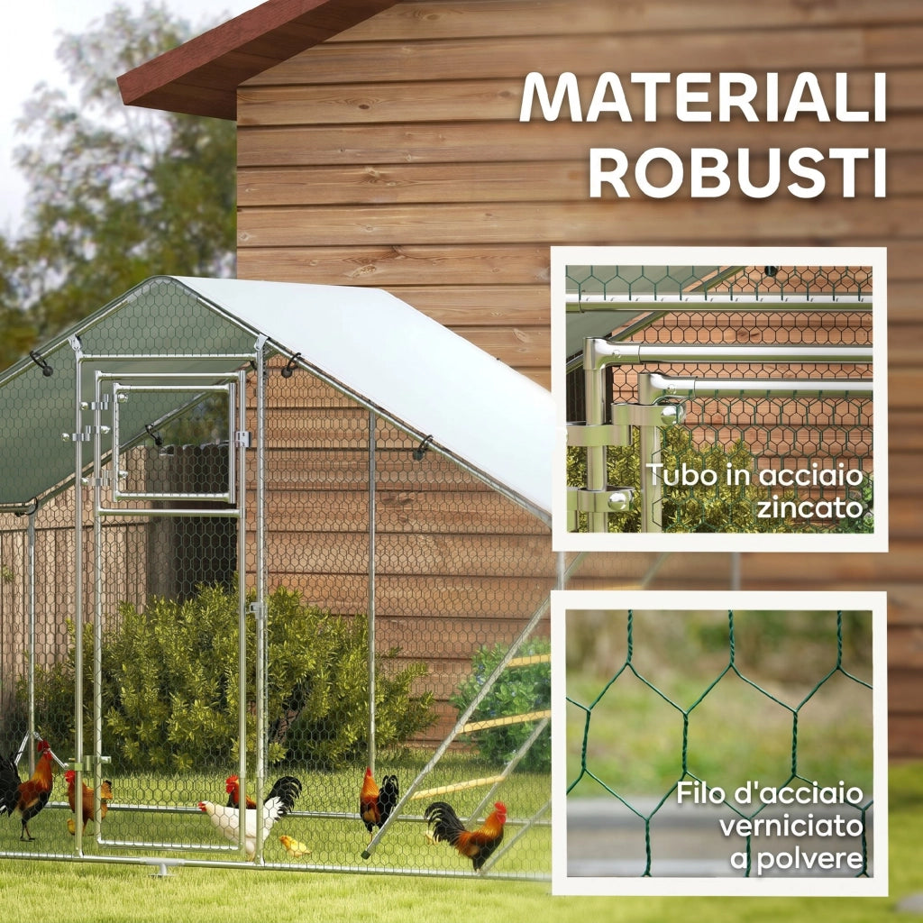 Recinto per Galline 6m2 ¨C Minimal ¨C Argento 3x2x1.9m