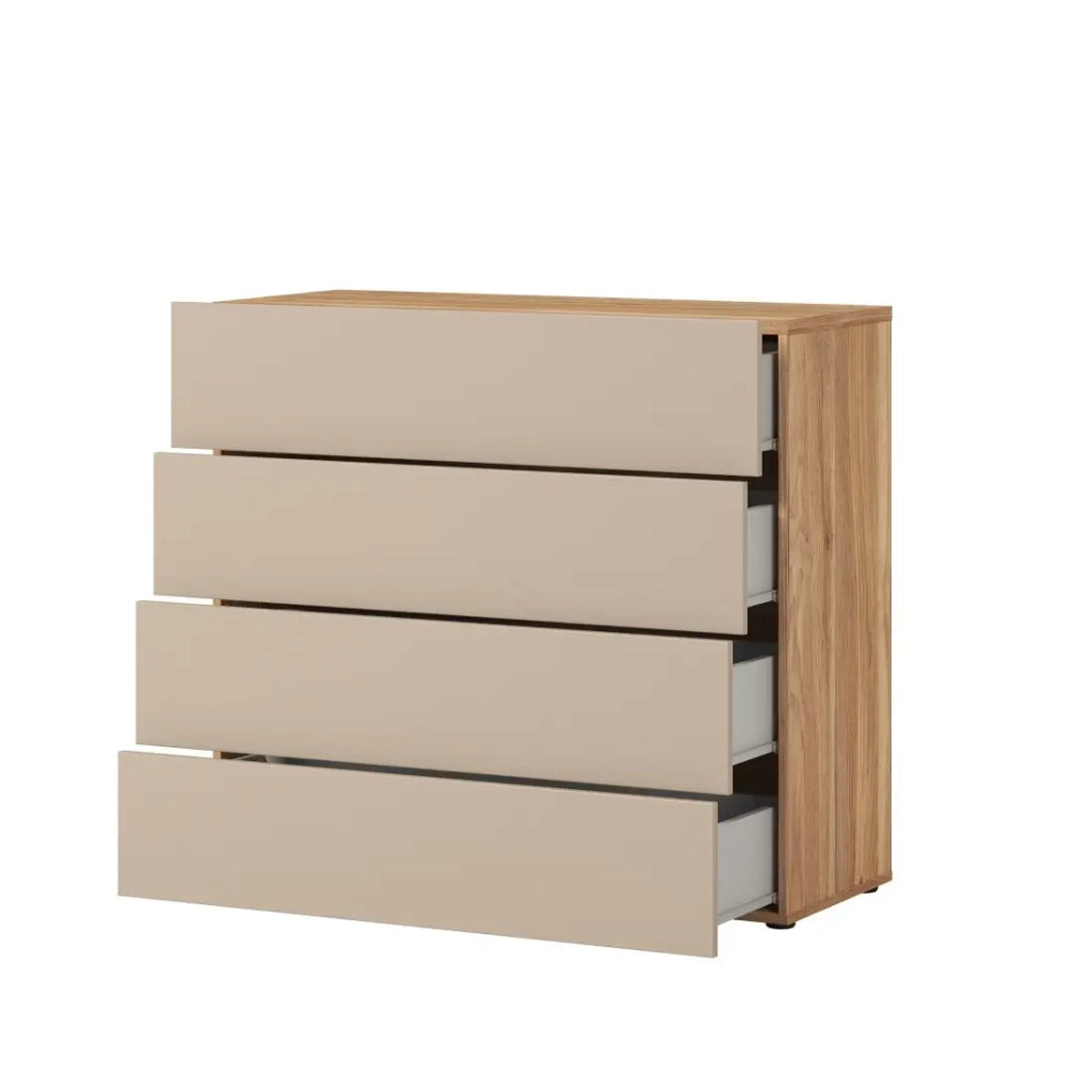 Cassettiera 4 cassetti VOX colore rovere e beige