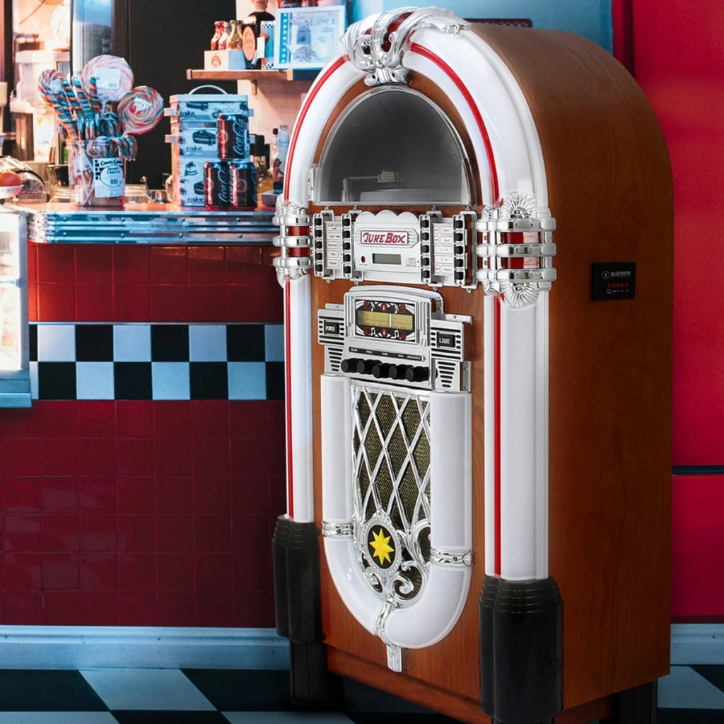 Jukebox Retro Anni 50 con CD, USB, Memory Cards SD/MMC, Radio, Bluetooth e Aux