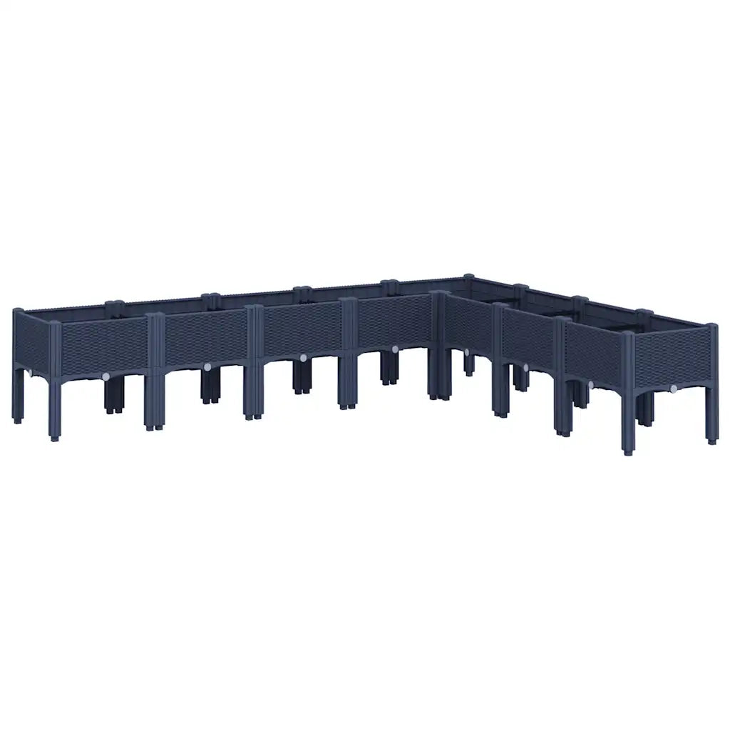 Fioriera | Cassetta per fiori | Vaso da Giardino con Gambe Grigio Blu 200x160x42 cm in PP