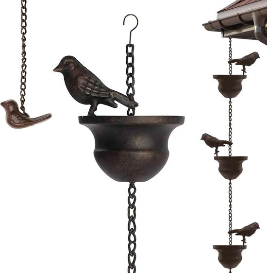 Regolatore di Pioggia in Metallo per Piastrine – Resistente alla Ruggine Esterno Regolatore di Pioggia – Bronzo Scuro – Adatto per Piogge Abnormi & Decorazione Interna/Esterna - 100cm