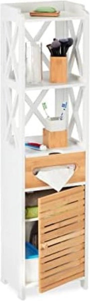 Cassettiera Bagno Alta - Cassettiera Bagno a Colonna - Cassettiera Bagno in Piedi - Piccola Cassetta con Porte