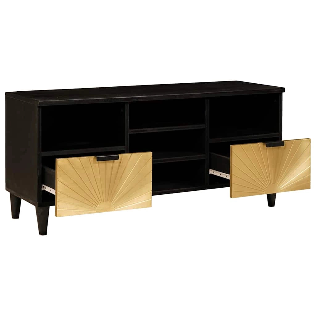 Mobile porta TV moderno con contenitore 100 x 33 x 46 cm design contemporaneo in legno nero 02_0057762