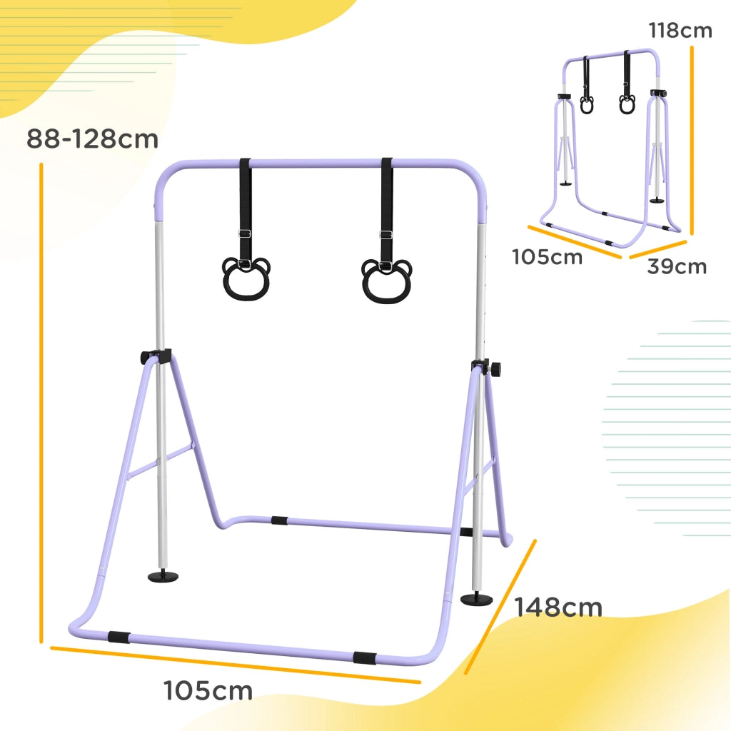 Barra per Trazioni Regolabile in Altezza ¨C Minimal ¨C 5 Livelli, Anelli, Pieghevole, Viola