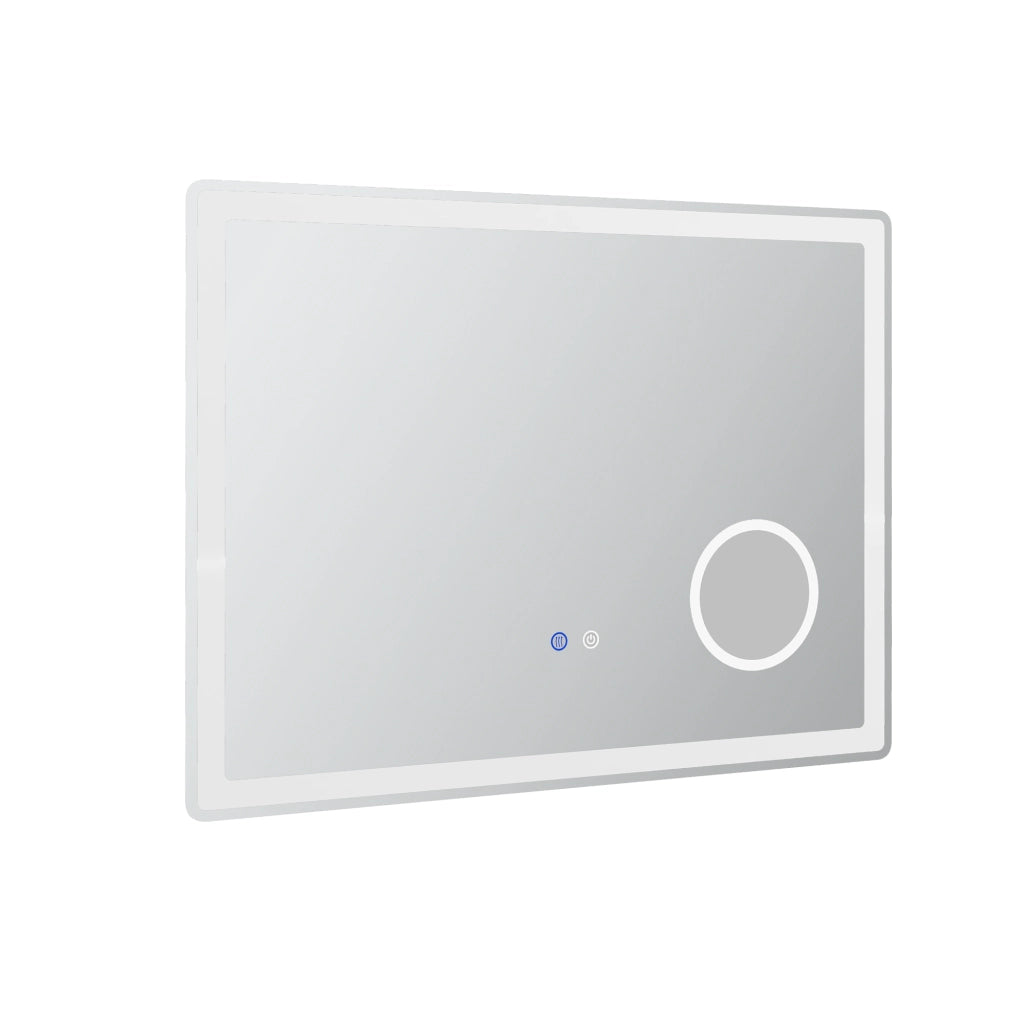 SPECCHIO BAGNO LED 80x60 cm Bianco con ingrandimento 3x e touch