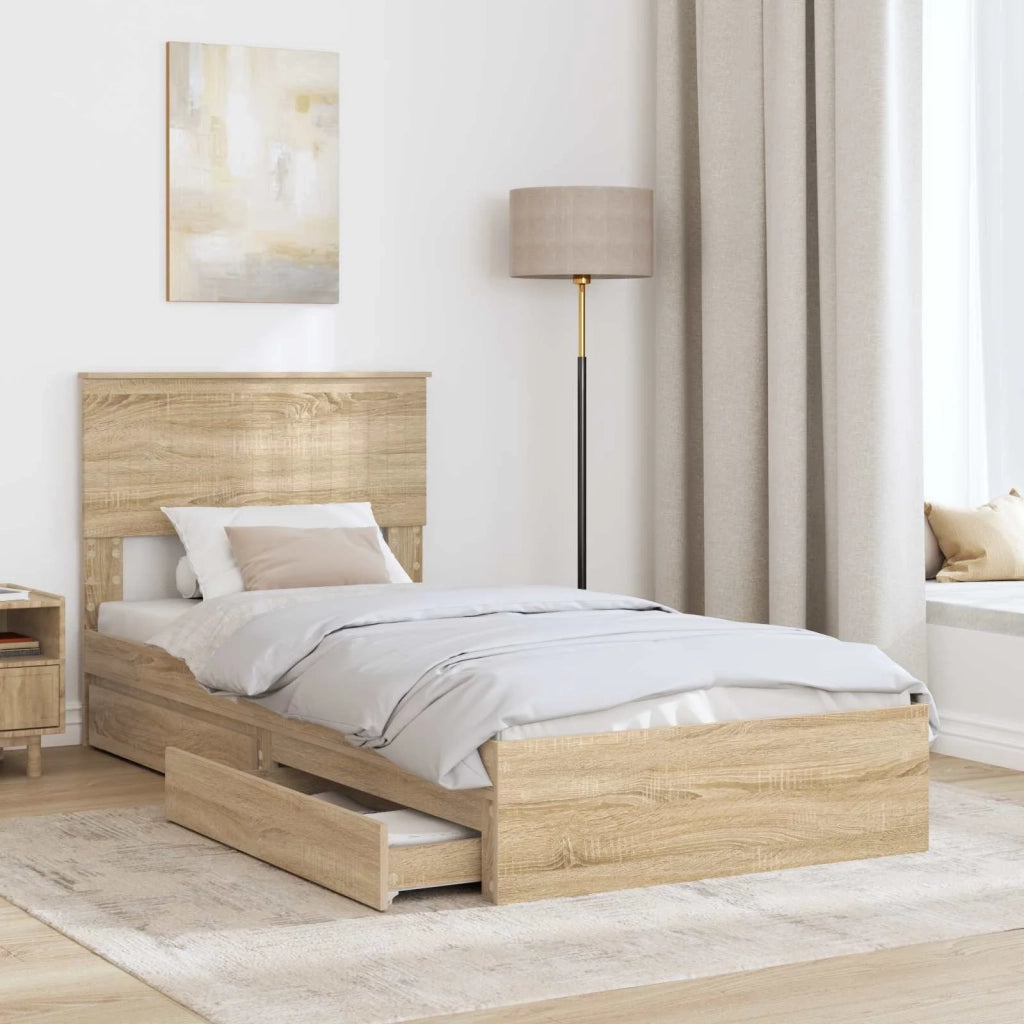 Letto con Contenitore con testiera Rovere Sonoma 90 x 200 cm 3410835