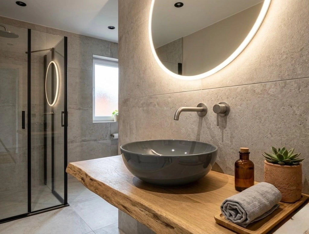 Bacinella d'appoggio D33 cm in ceramica Grigio Cemento