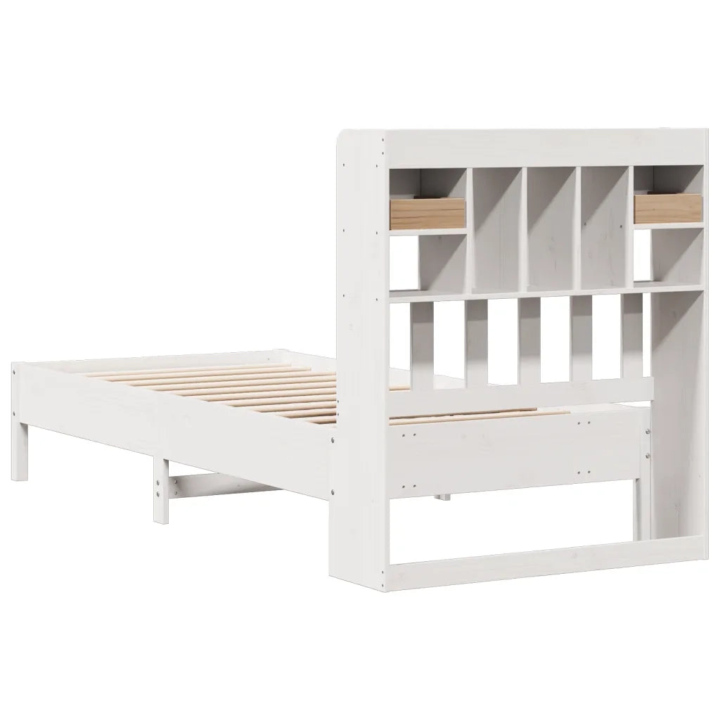 Letto Libreria senza Materasso Bianco 90x190 cm Massello Pino 3322931