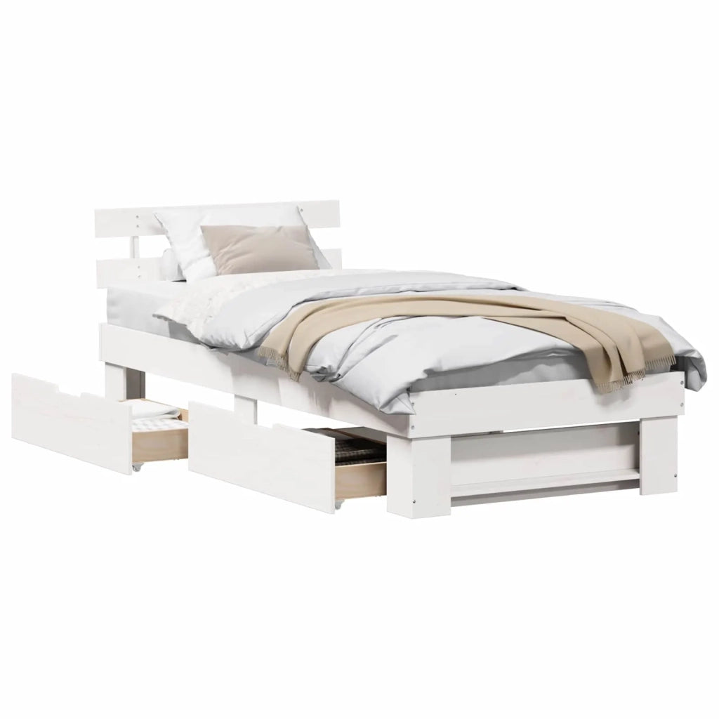Letto singolo | Letto per adulti | Struttura del letto Bianco 100 x 200 cm Pino massello