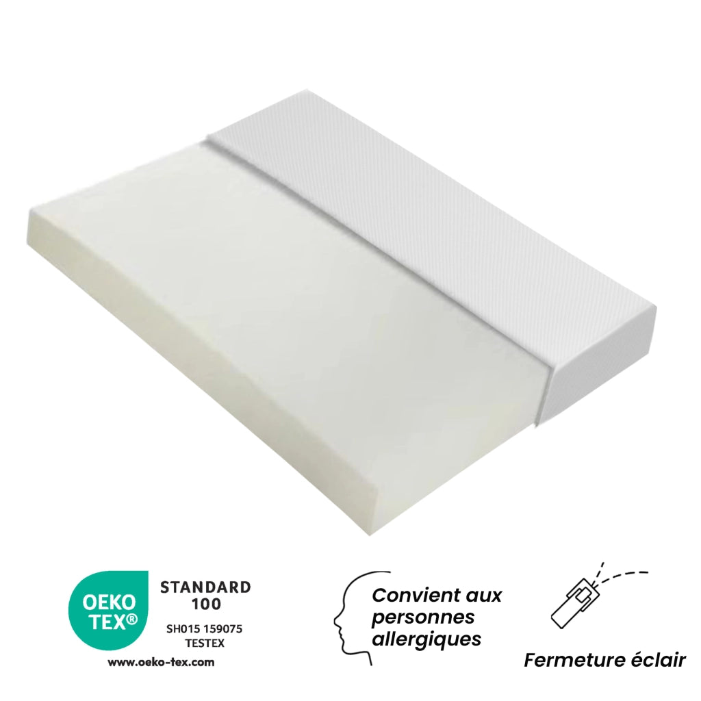 OKWISH Materasso in schiuma fredda 140×200 cm, Materasso Matrimoniale con Fodera Antiscivolo, Maniglie e Rigidità H3, senza Materasso, Bianco