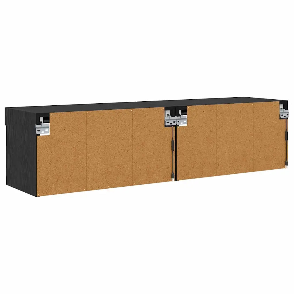 Set mobile TV con LED 2 pz | Armadietto TV | Mobile Porta TV Rovere Nero 60 x 30 x 30 cm