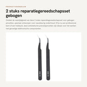 Set di attrezzi di riparazione - 2 pezzi - set di spiedini curvi - attrezzo di manutenzione ESD-15 - nero - acciaio inossidabile - spiedini antistatici -...
