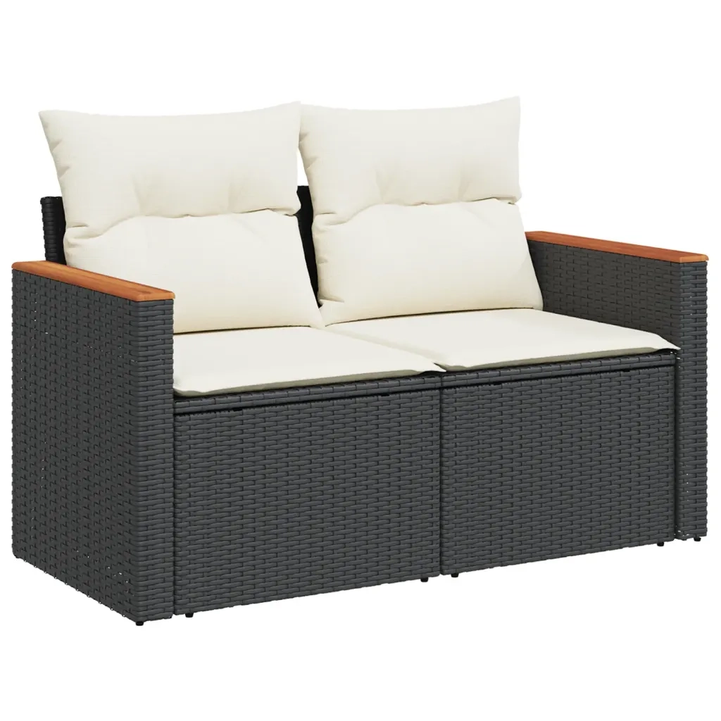 Set Divani da Giardino 12 pz con Cuscini Nero in Polyrattan 3226434