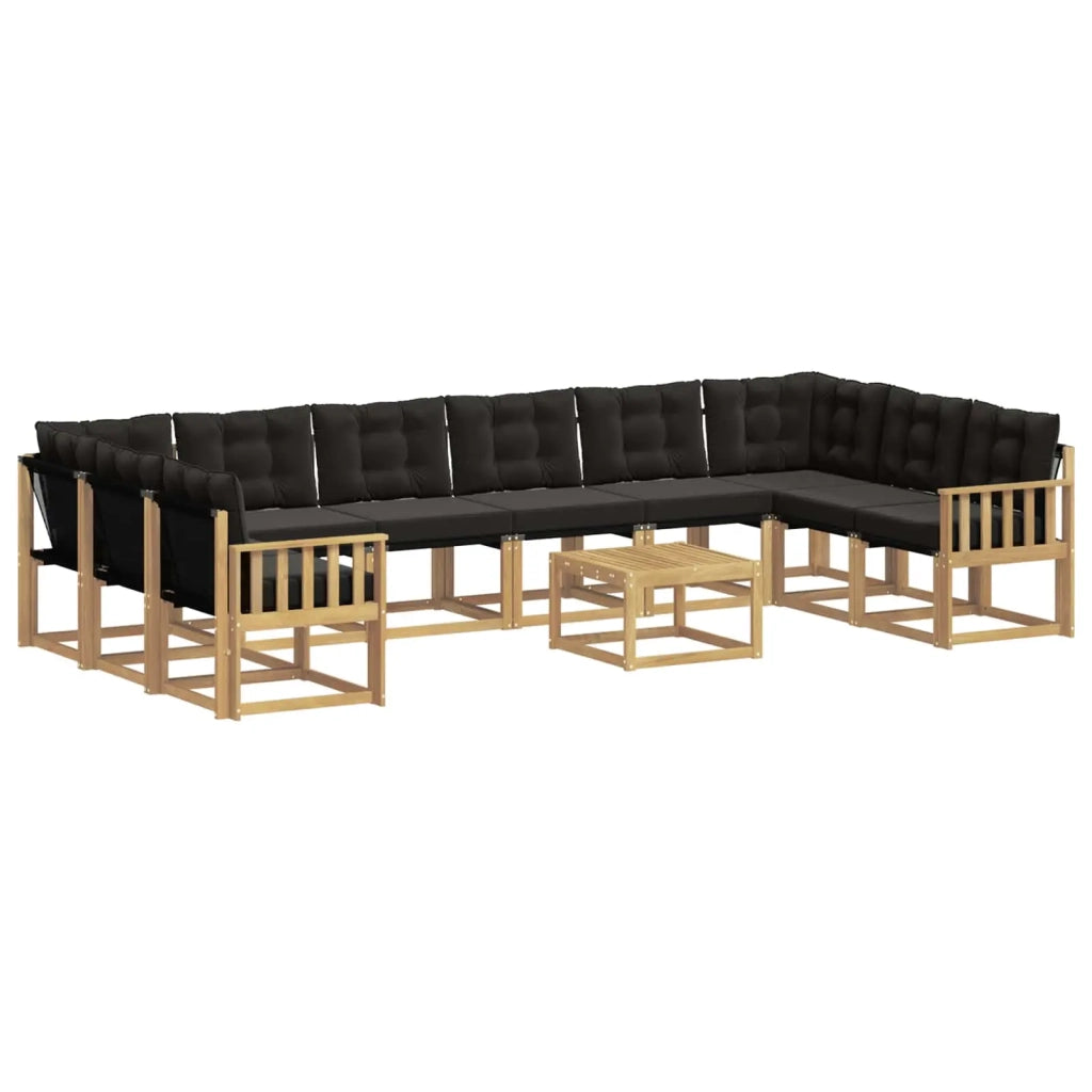 Set di divani da esterno 11 pz Bianco e Nero 3389930