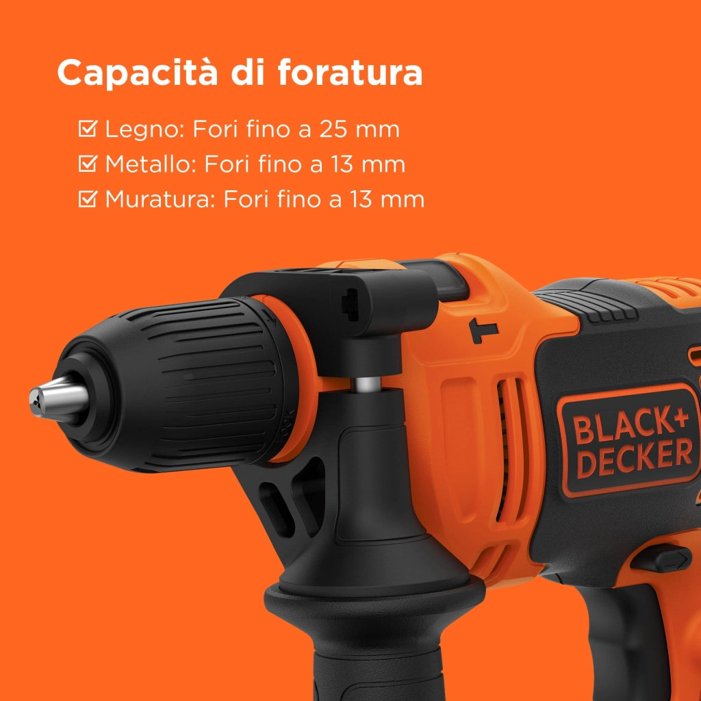 Trapano a Percussione Black Decker BEH710K Qs 710 w