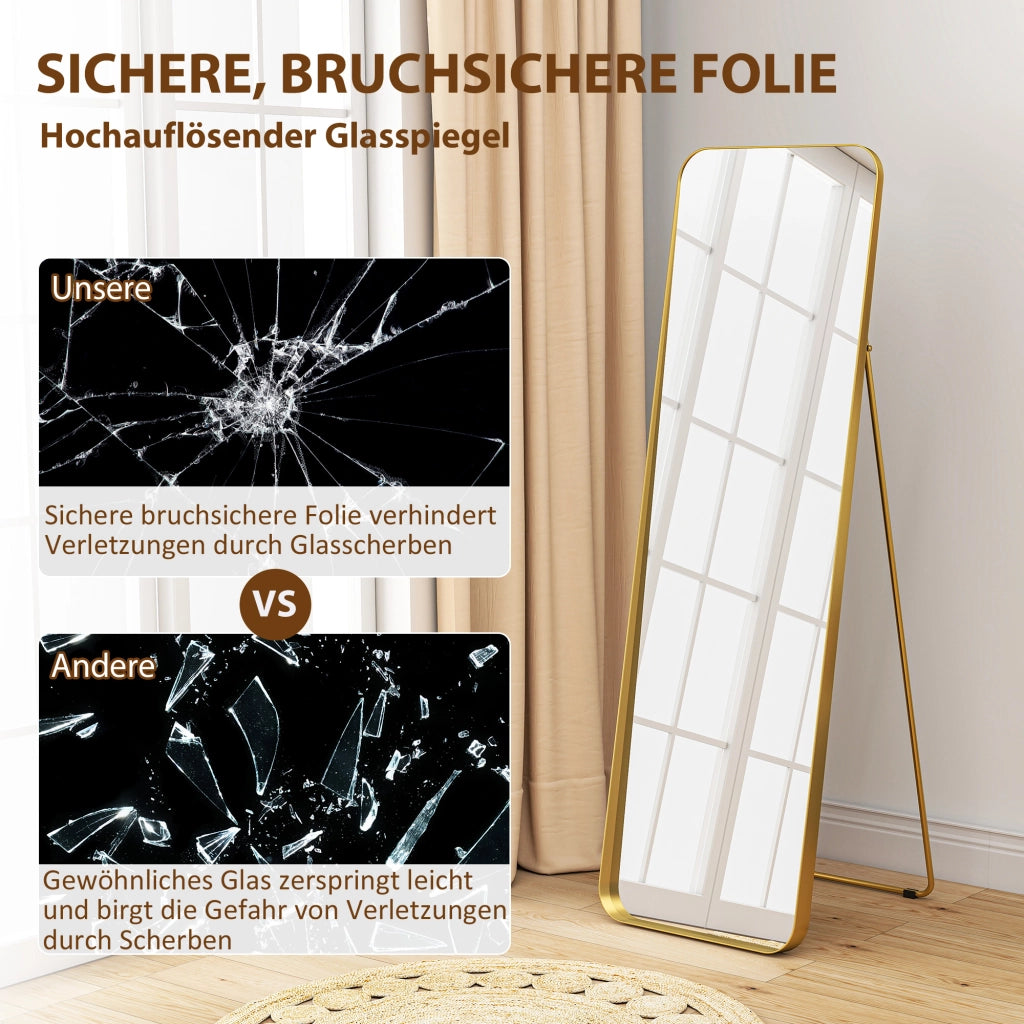 Specchio da Terra Inclinabile ¨C Xylo ¨C Cornice Metallica Dorata 160x50 cm