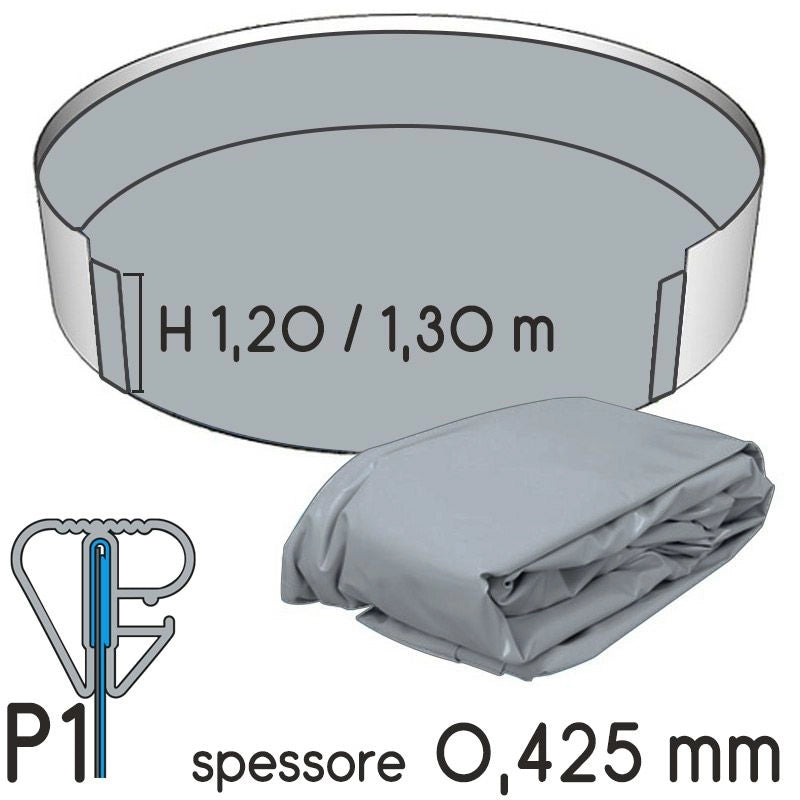 Liner Per Piscine Circolari In Lamiera Di Acciaio   Da  3,55 A 3,65 M E H.1,20/1,32 M - Colore Antracite- Spessore 0,425 Mm Colore: Antracite