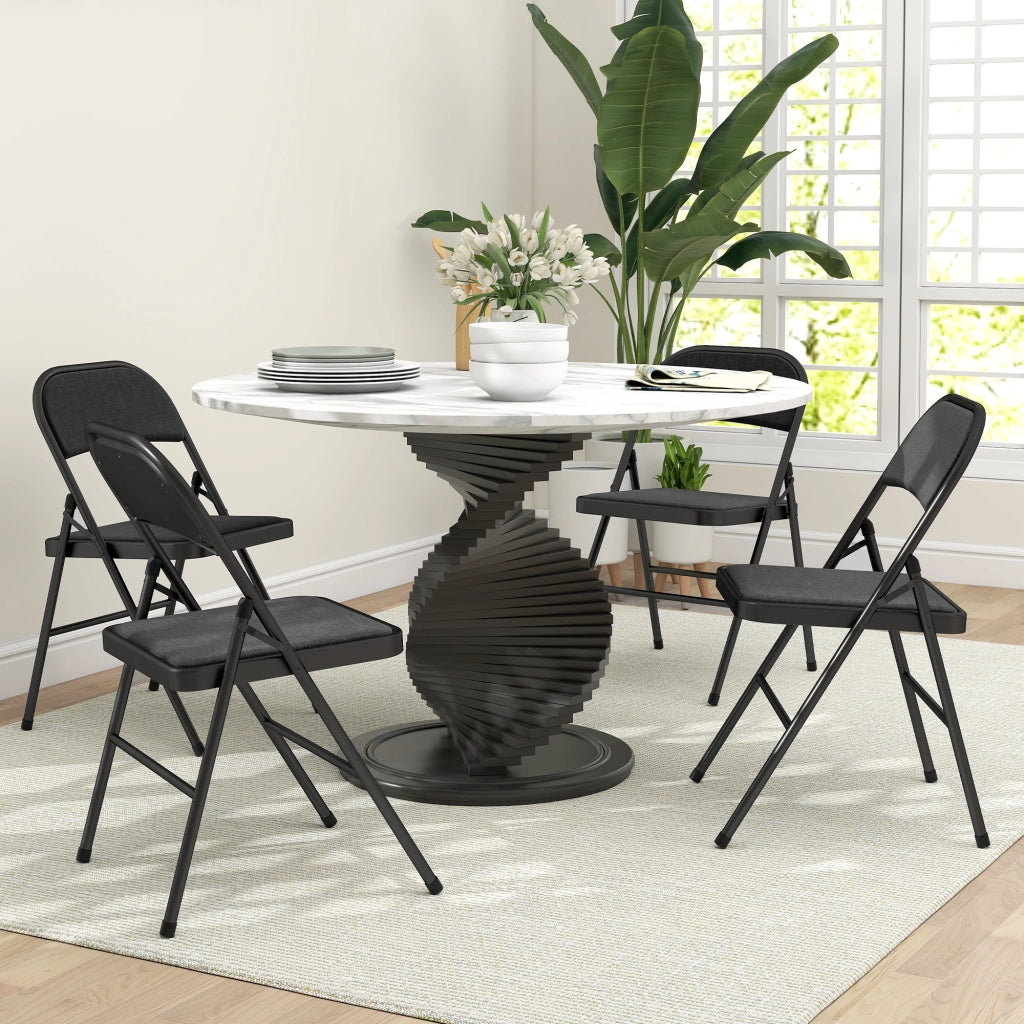 Set 4 Sedie Pieghevoli da Pranzo ¨C Xylo ¨C Struttura Metallo Nero 45x46x78cm