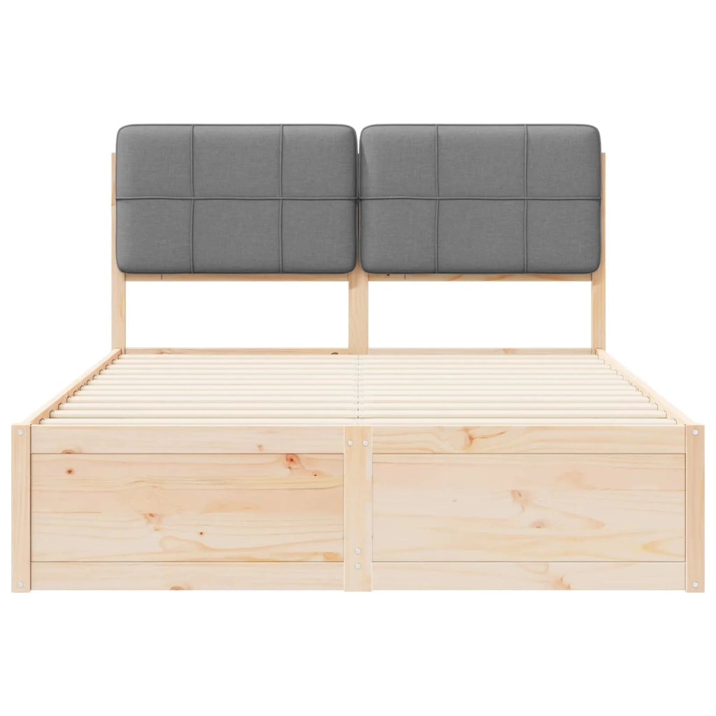 Letto con Testiera Rivestita Grigio chiaro 140 x 200 cm