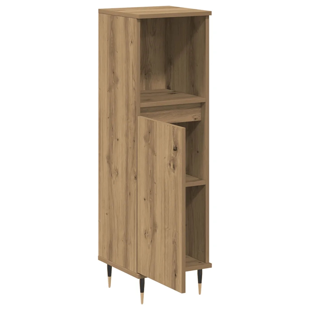 Armadietto da Bagno | Armadio da bagno Rovere Artigianale 30x30x100 cm Truciolato