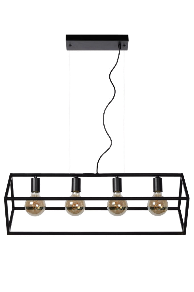 Lampada a sospensione nera Fabian 4xE27 80cm Lucide