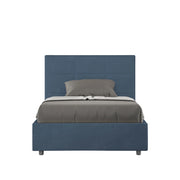 BS COM Letto una piazza e mezza contenitore imbottito 120x200 microfibra blu